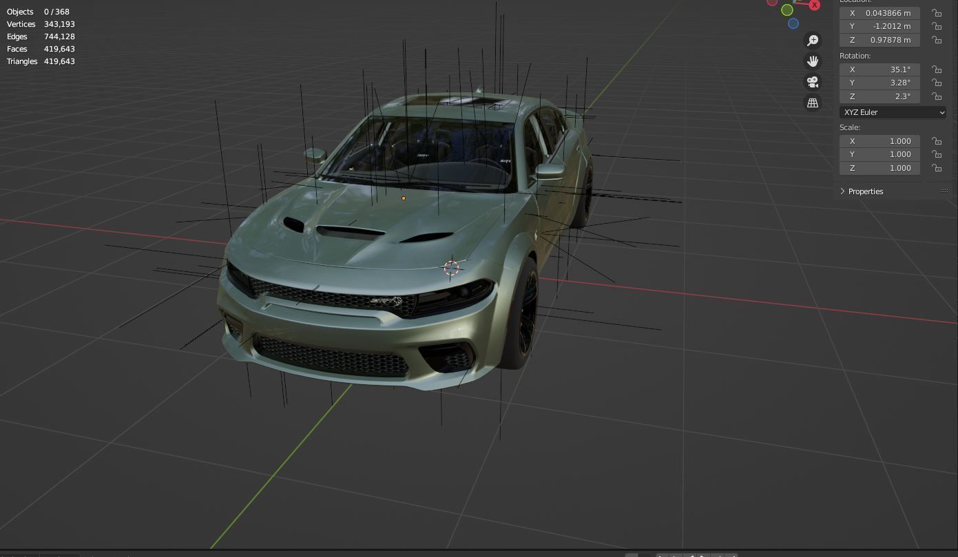 Dodge Charger SRT Hellcat RedEye Widebody Sport Car 3D model_4