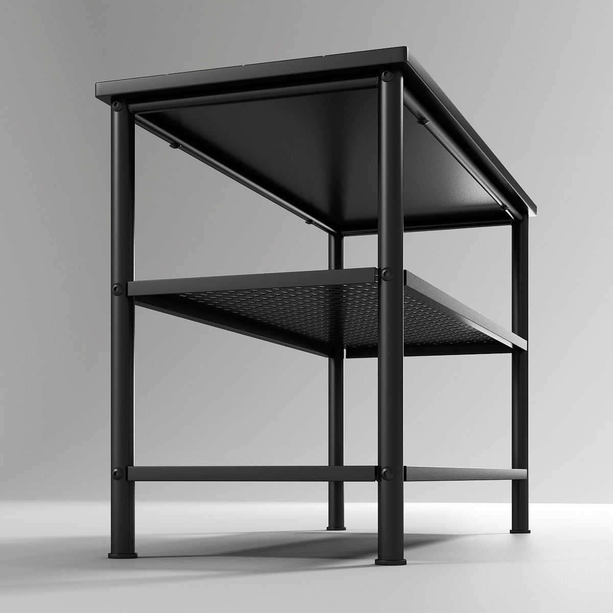 IKEA PINNIG black Bench with shoe storage 3D model_2