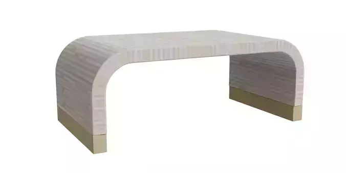 Light Beige Round Rectangle Bohemian Coffee Table