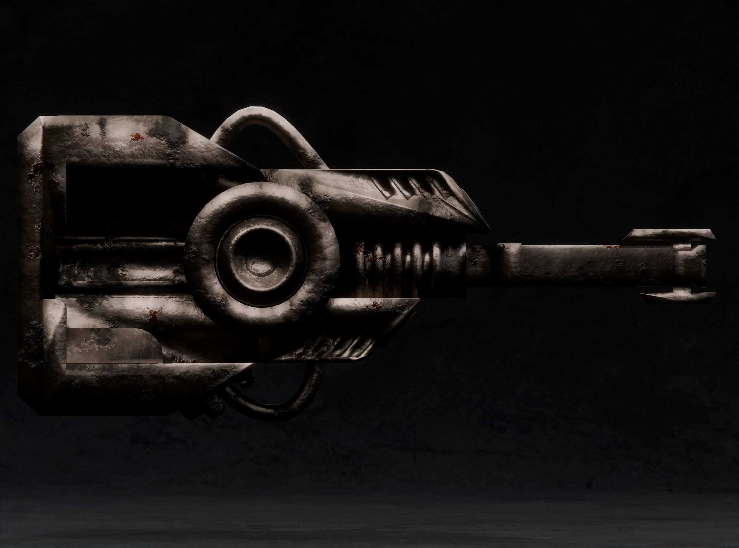 Coilgun Sci-fi Cannon Lowpoly Gameready PBR Textures Low-poly 3D model_1