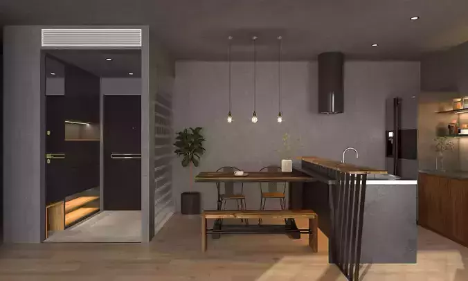 Living Dining Kitchen