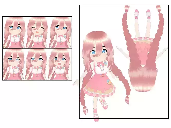 Pink Candy - Chibi Low-poly 3D model