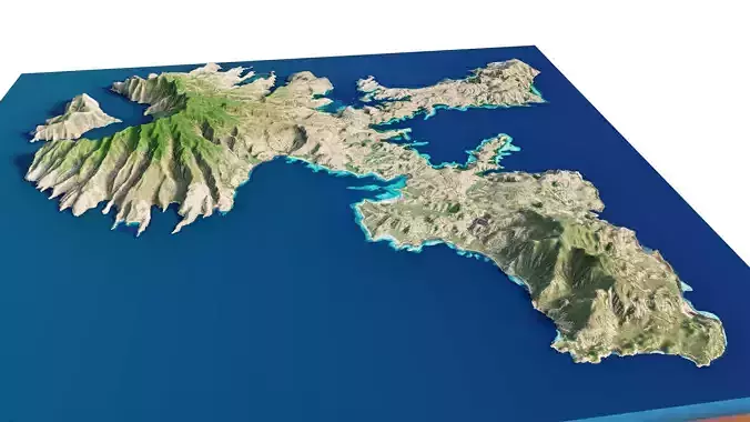 Rinca Island full 3d terrain 3D model