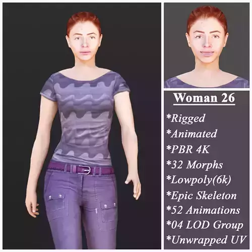 Woman 26 With 52 Animations 32 Morphs