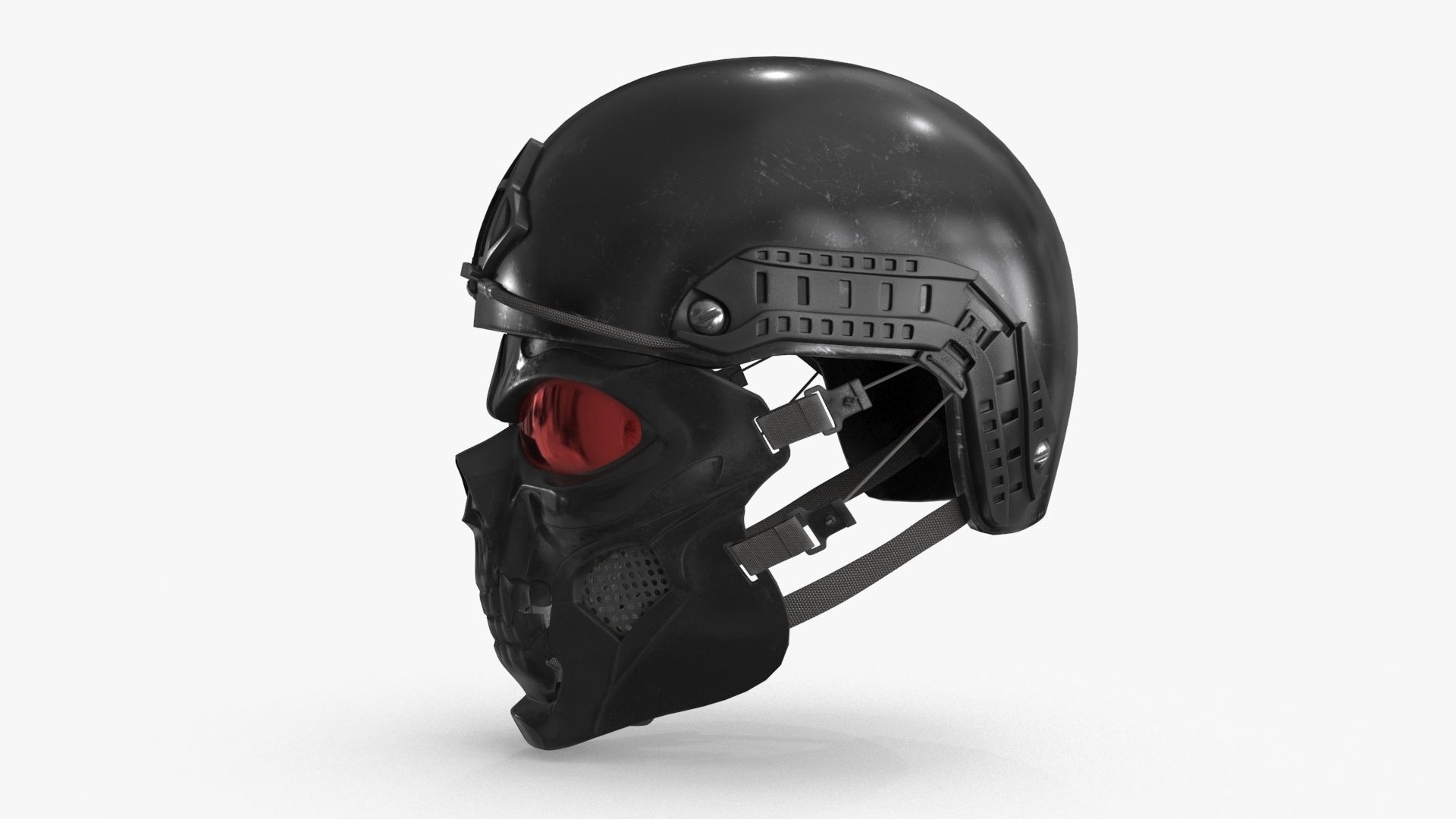 Skull Mask with Hemlet Low-poly 3D model_13