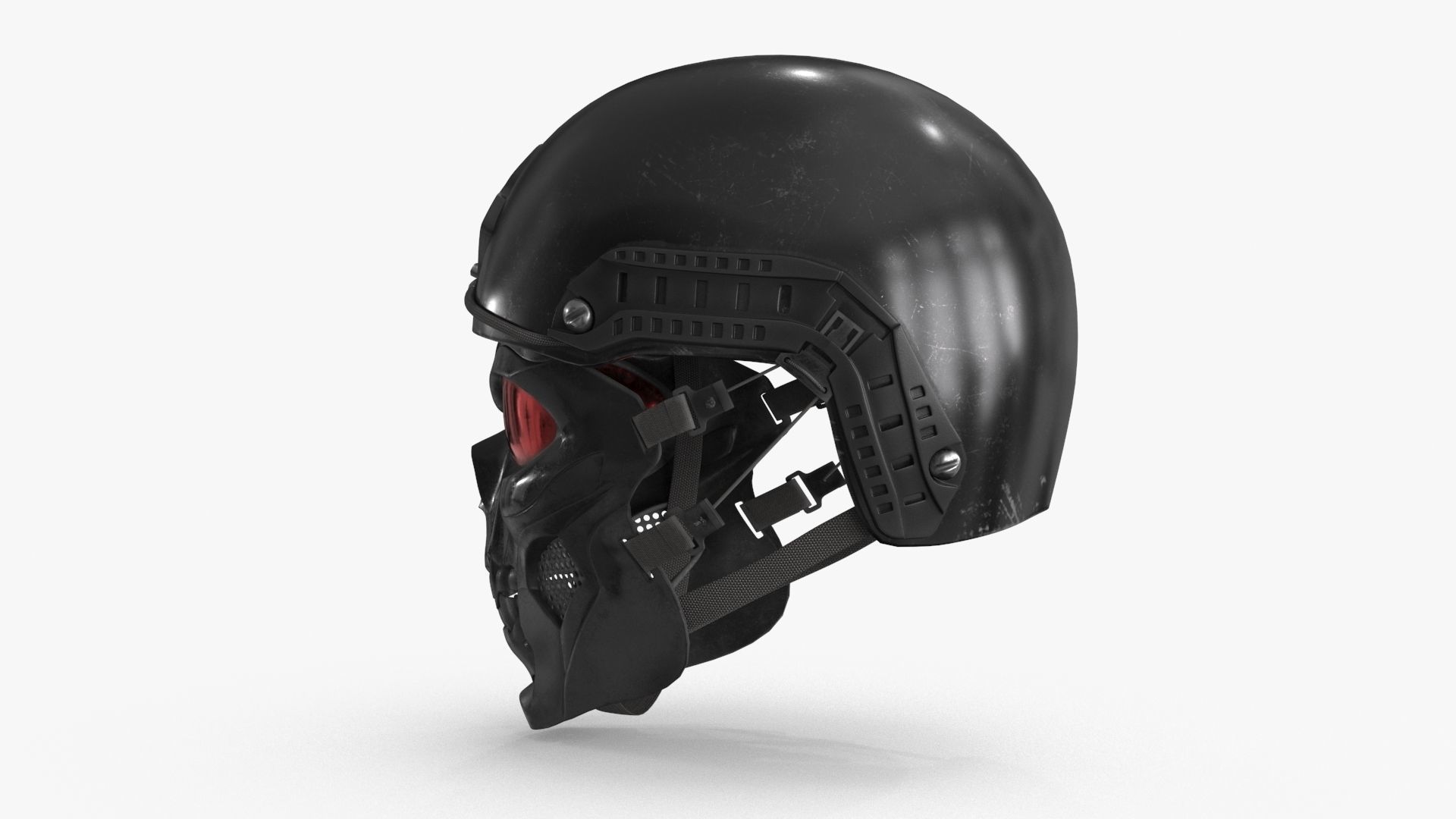 Skull Mask with Hemlet Low-poly 3D model_12