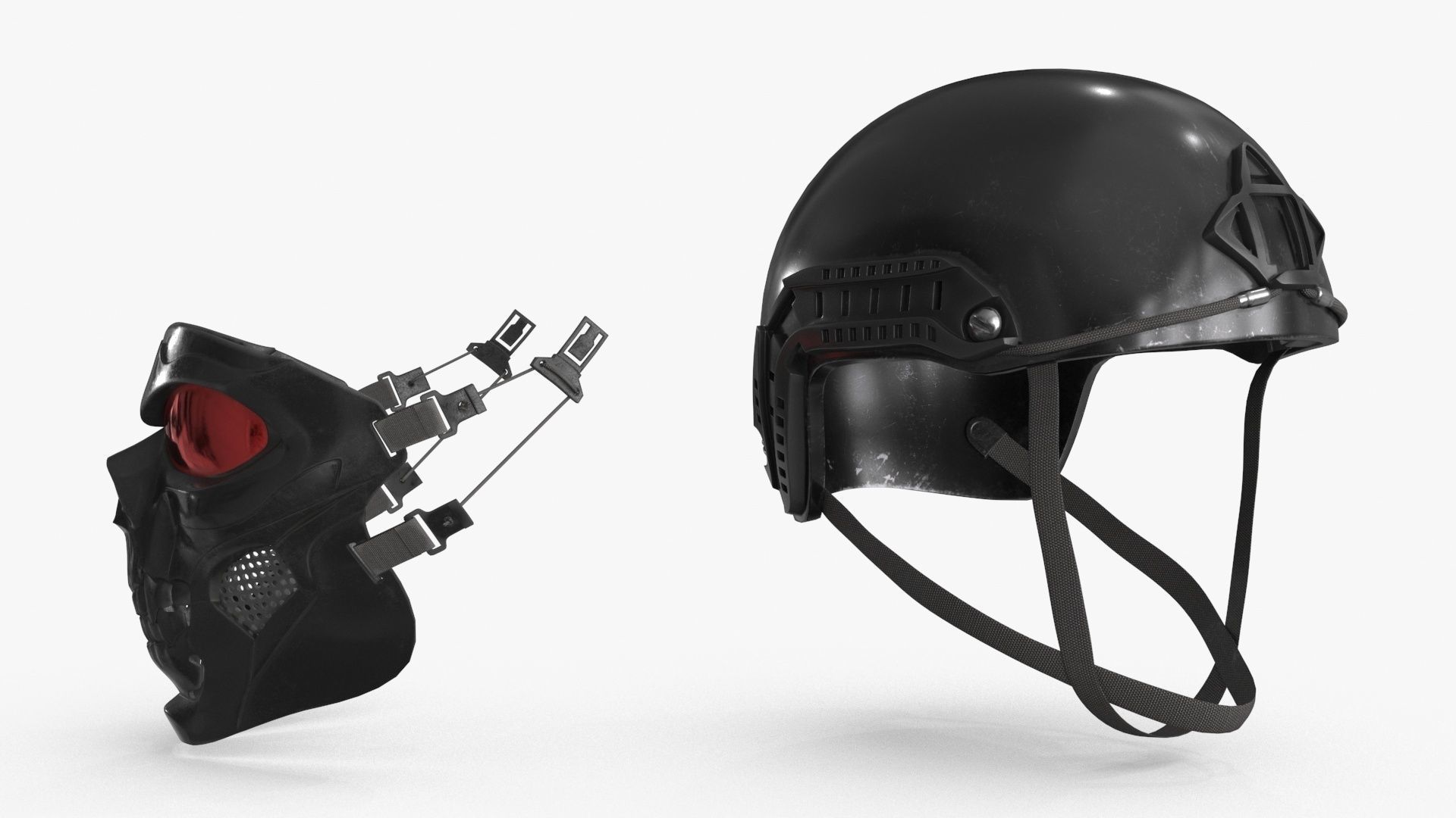 Skull Mask with Hemlet Low-poly 3D model_20