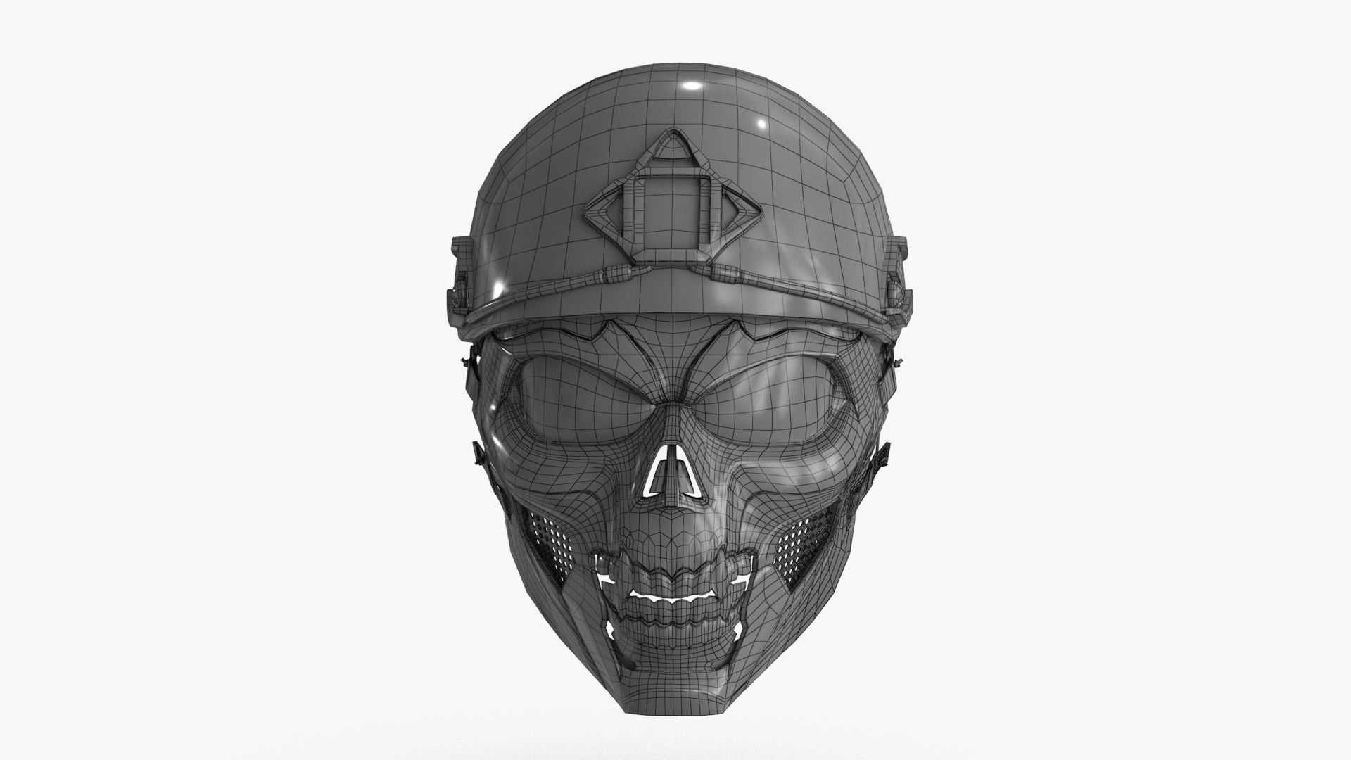 Skull Mask with Hemlet Low-poly 3D model_22