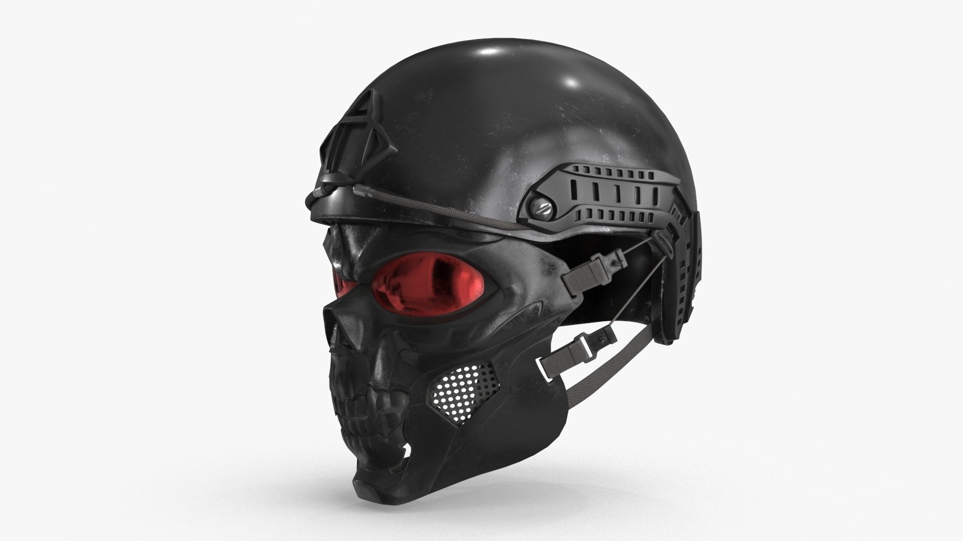 Skull Mask with Hemlet Low-poly 3D model_14