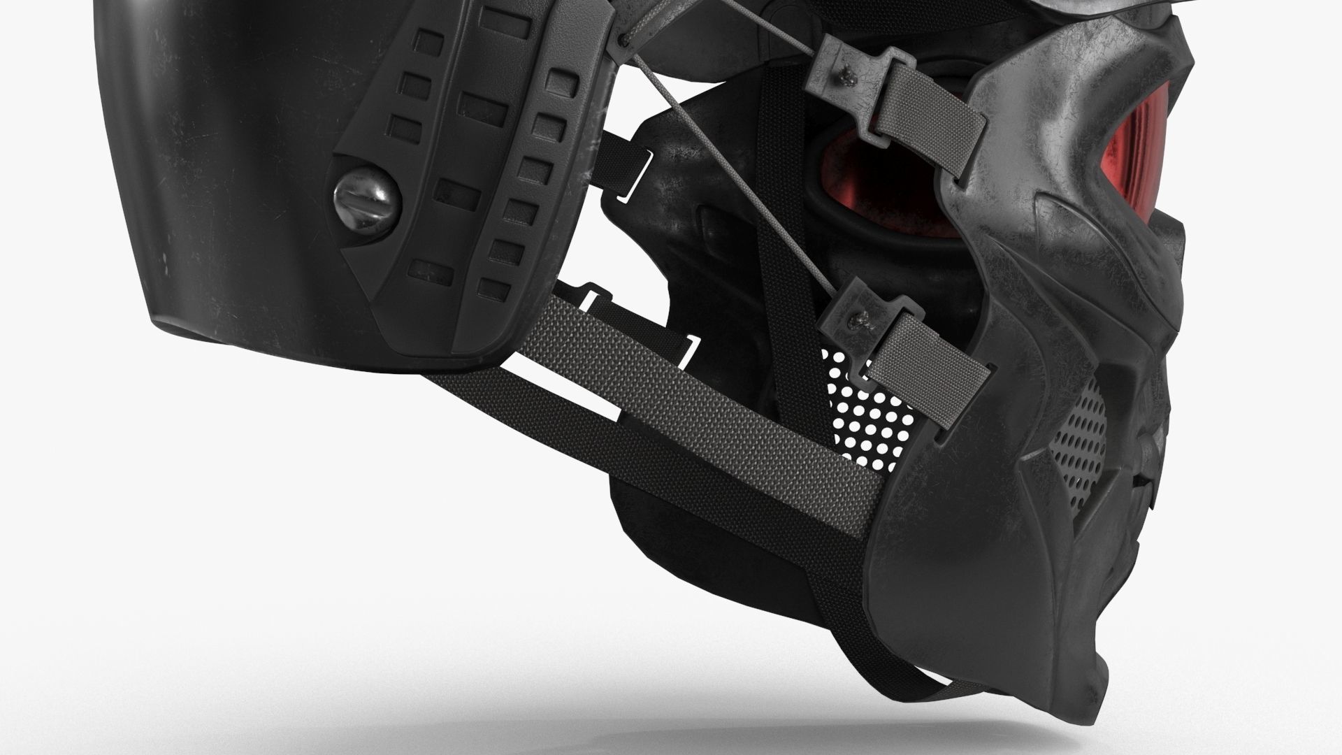 Skull Mask with Hemlet Low-poly 3D model_17