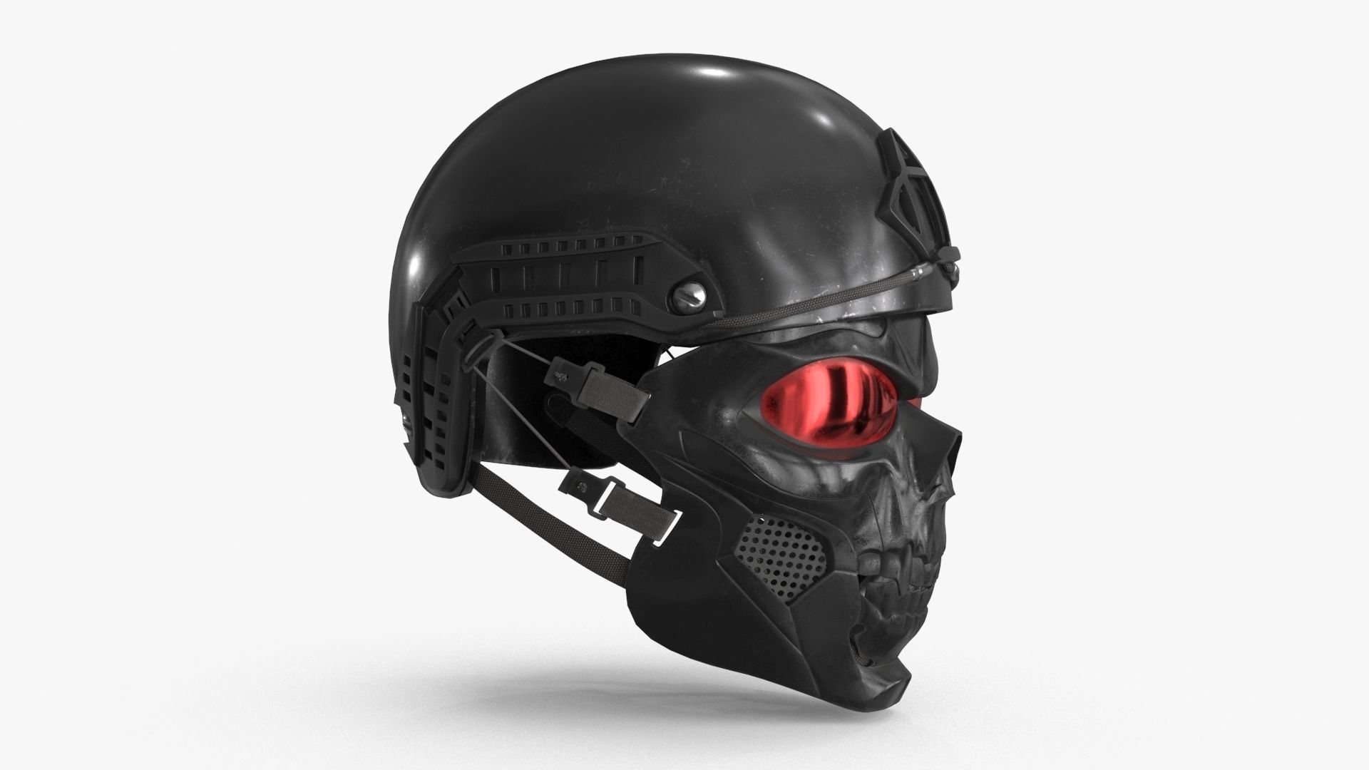 Skull Mask with Hemlet Low-poly 3D model_6