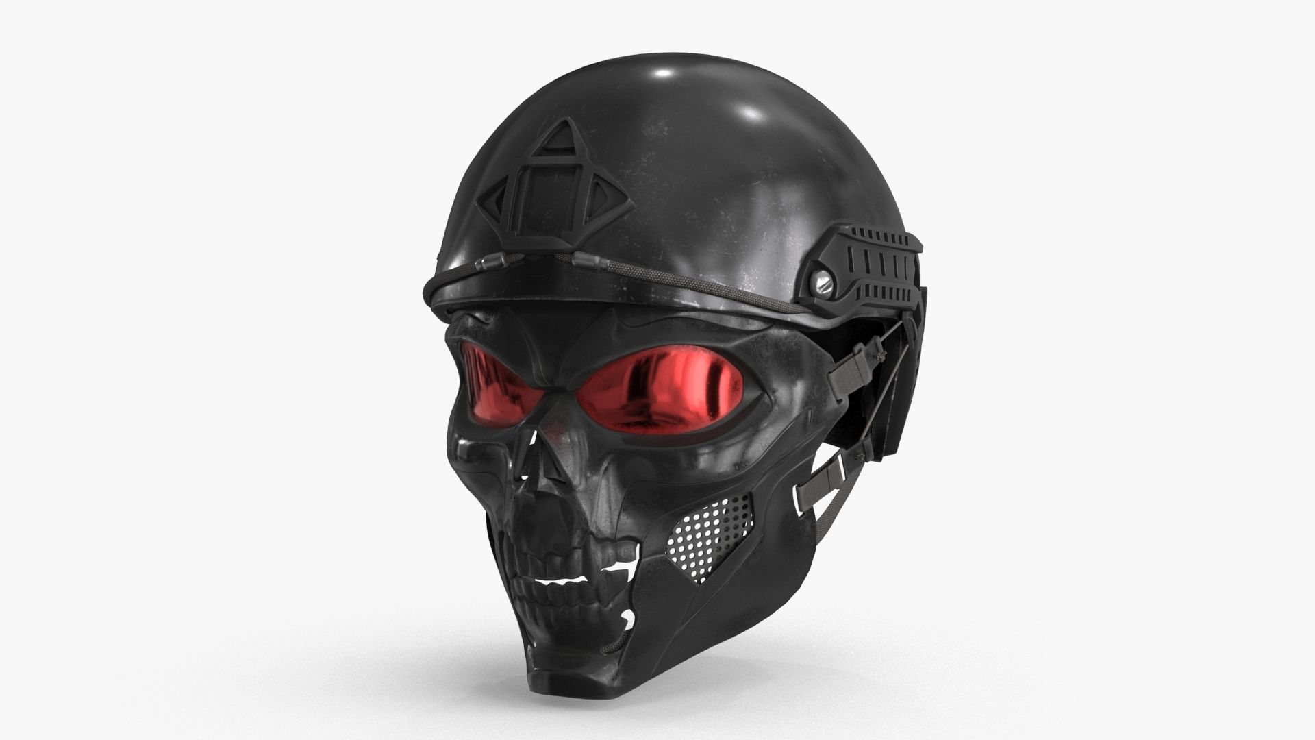 Skull Mask with Hemlet Low-poly 3D model_15