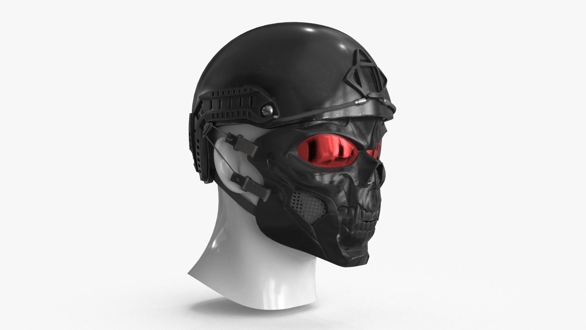 Skull Mask with Hemlet Low-poly 3D model_2