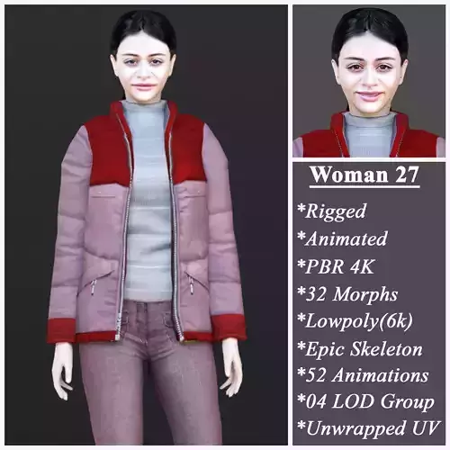 Woman 27 With 52 Animations 32 Morphs