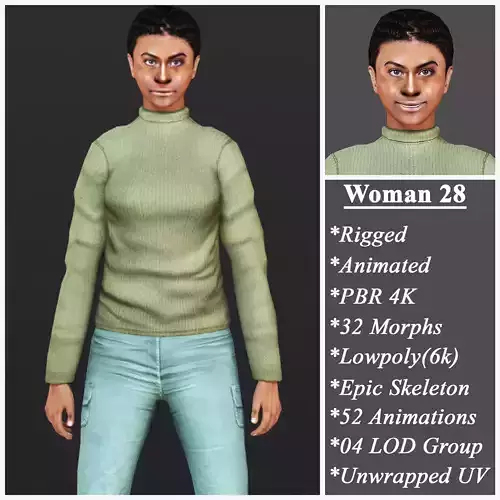 Woman 28 With 52 Animations 32 Morphs