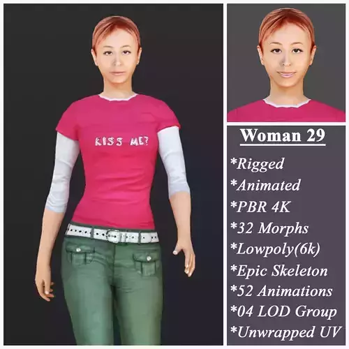 Woman 29 With 52 Animations 32 Morphs