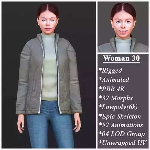 Woman 30 With 52 Animations 32 Morphs
