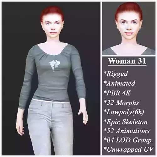Woman 31 With 52 Animations 32 Morphs