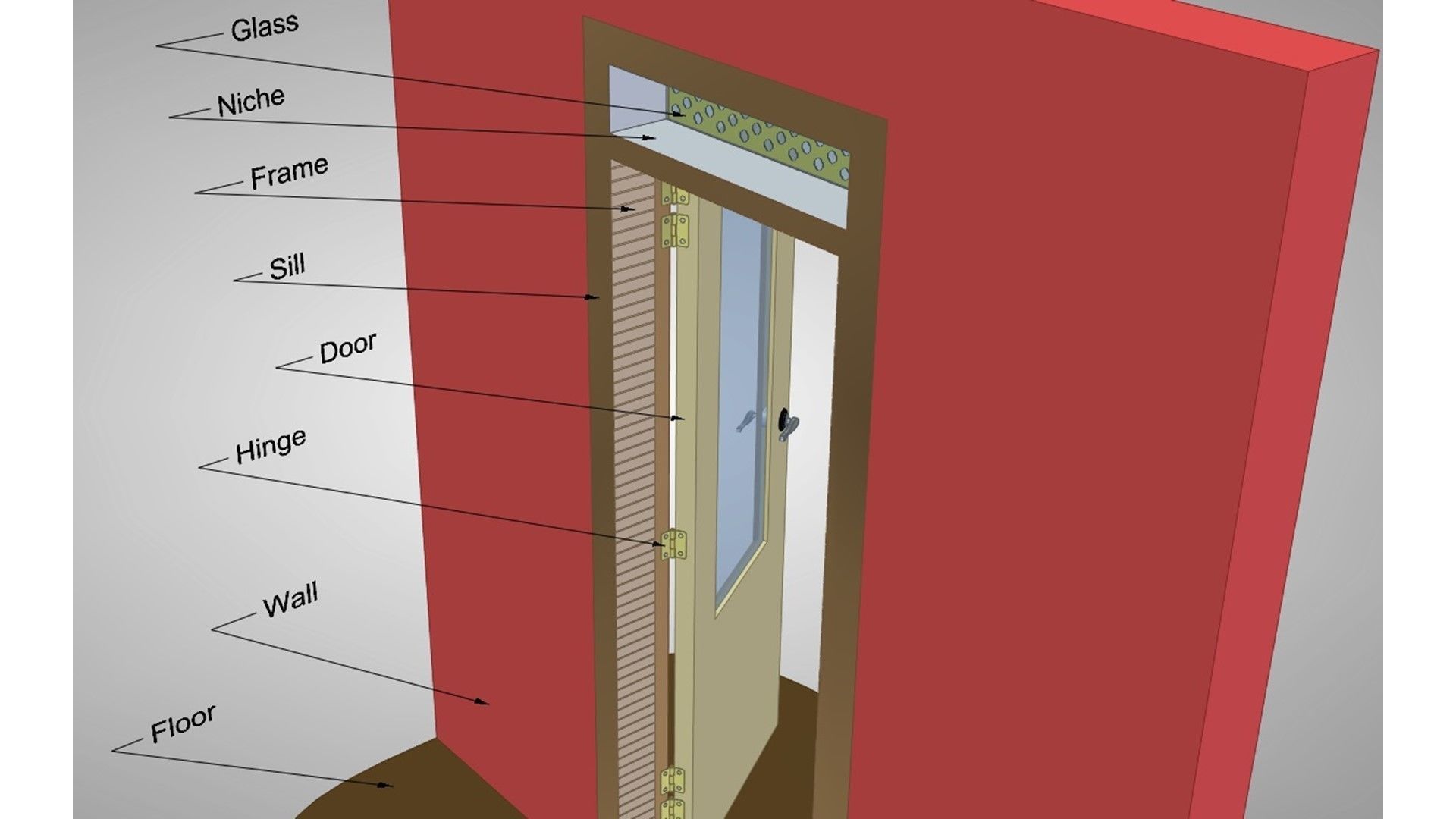 Wooden Glass Door 3D model_14