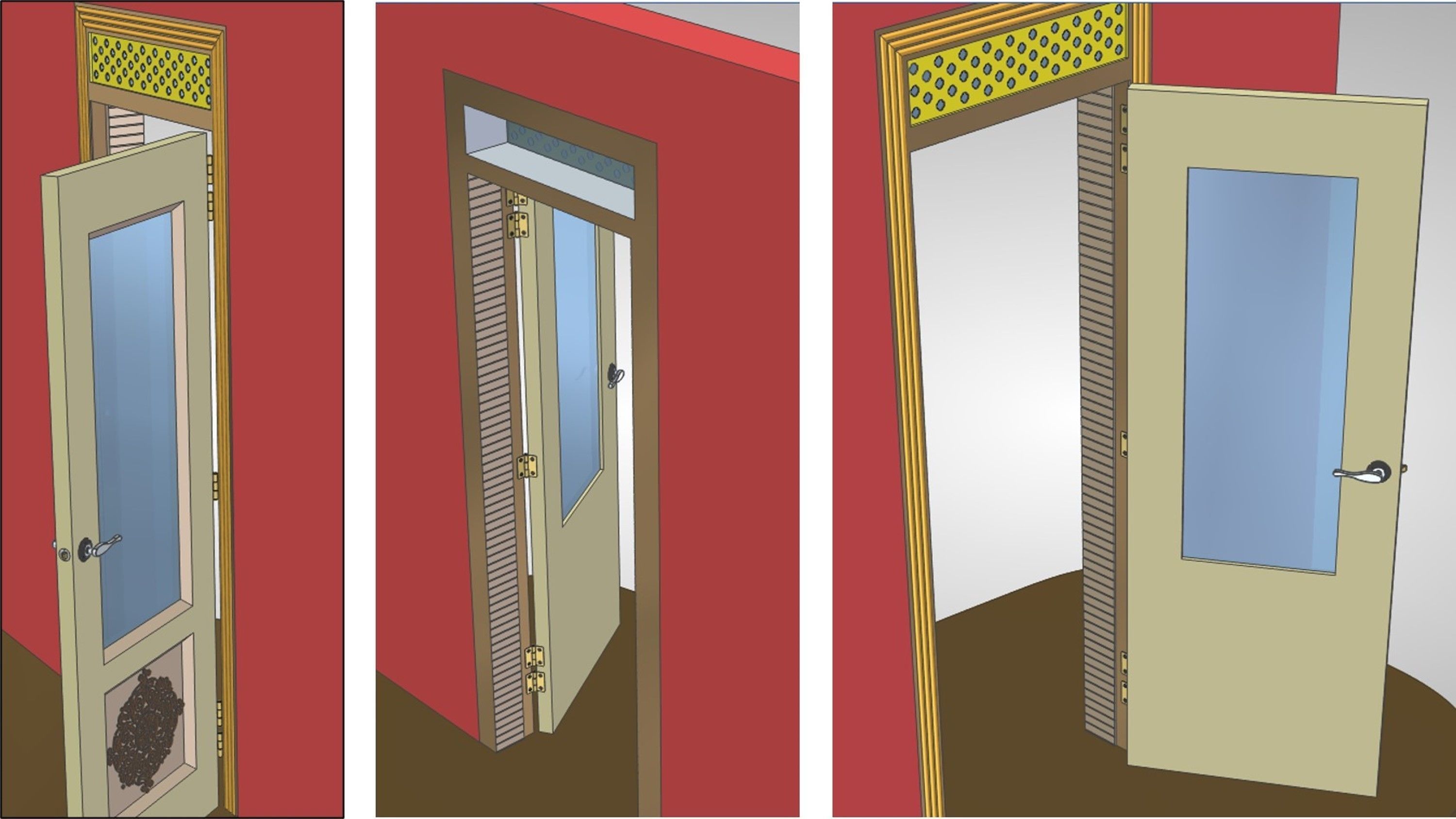 Wooden Glass Door 3D model_11