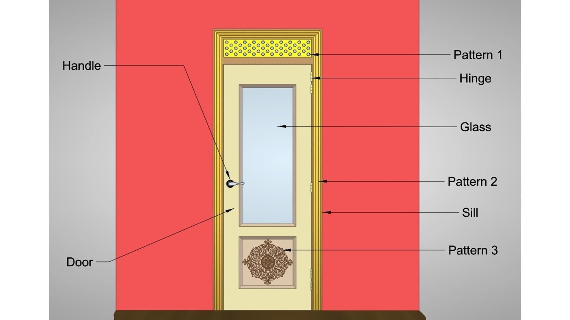 Wooden Glass Door 3D model_13