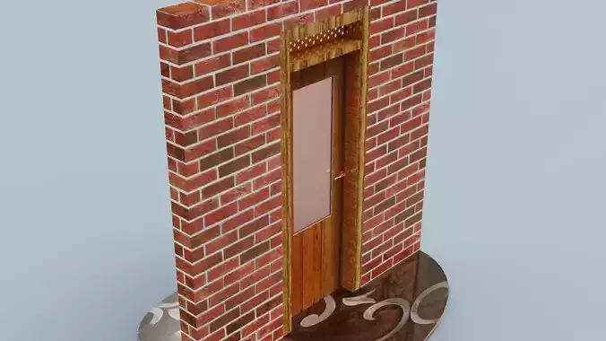 Wooden Glass Door 3D model
