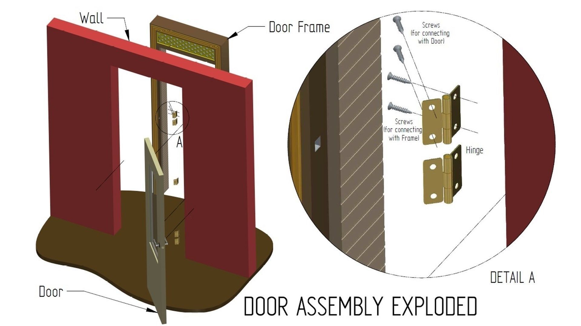 Wooden Glass Door 3D model_15