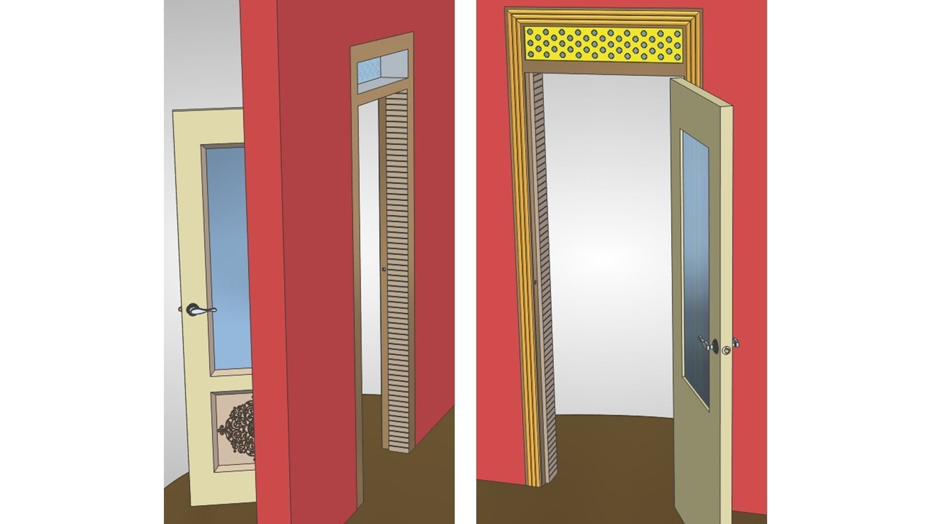 Wooden Glass Door 3D model_12