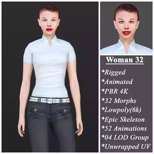 Woman 32 With 52 Animations 32 Morphs