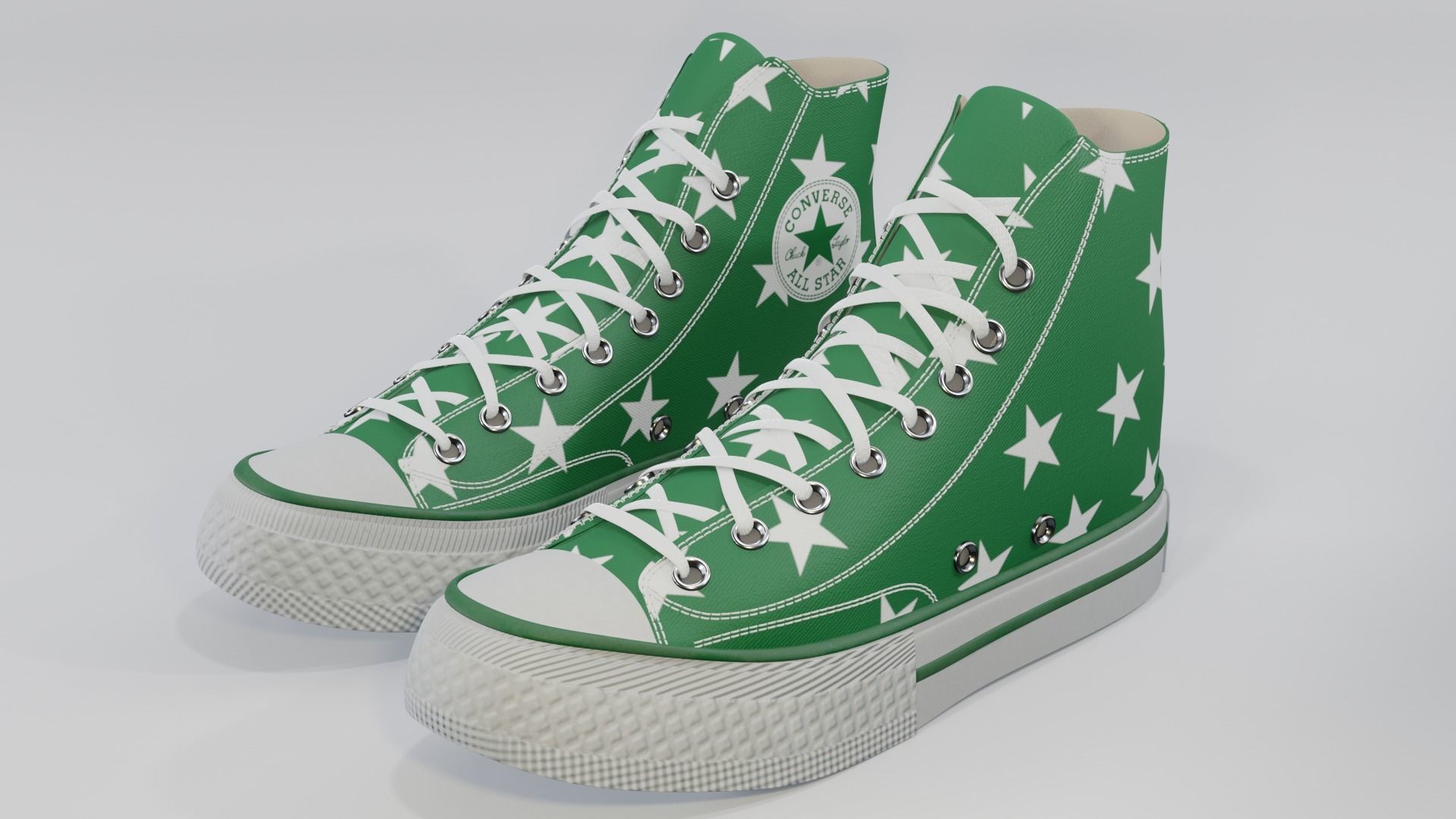 Basketball Leather Shoes Converse All Star Green Stars 3D model_1