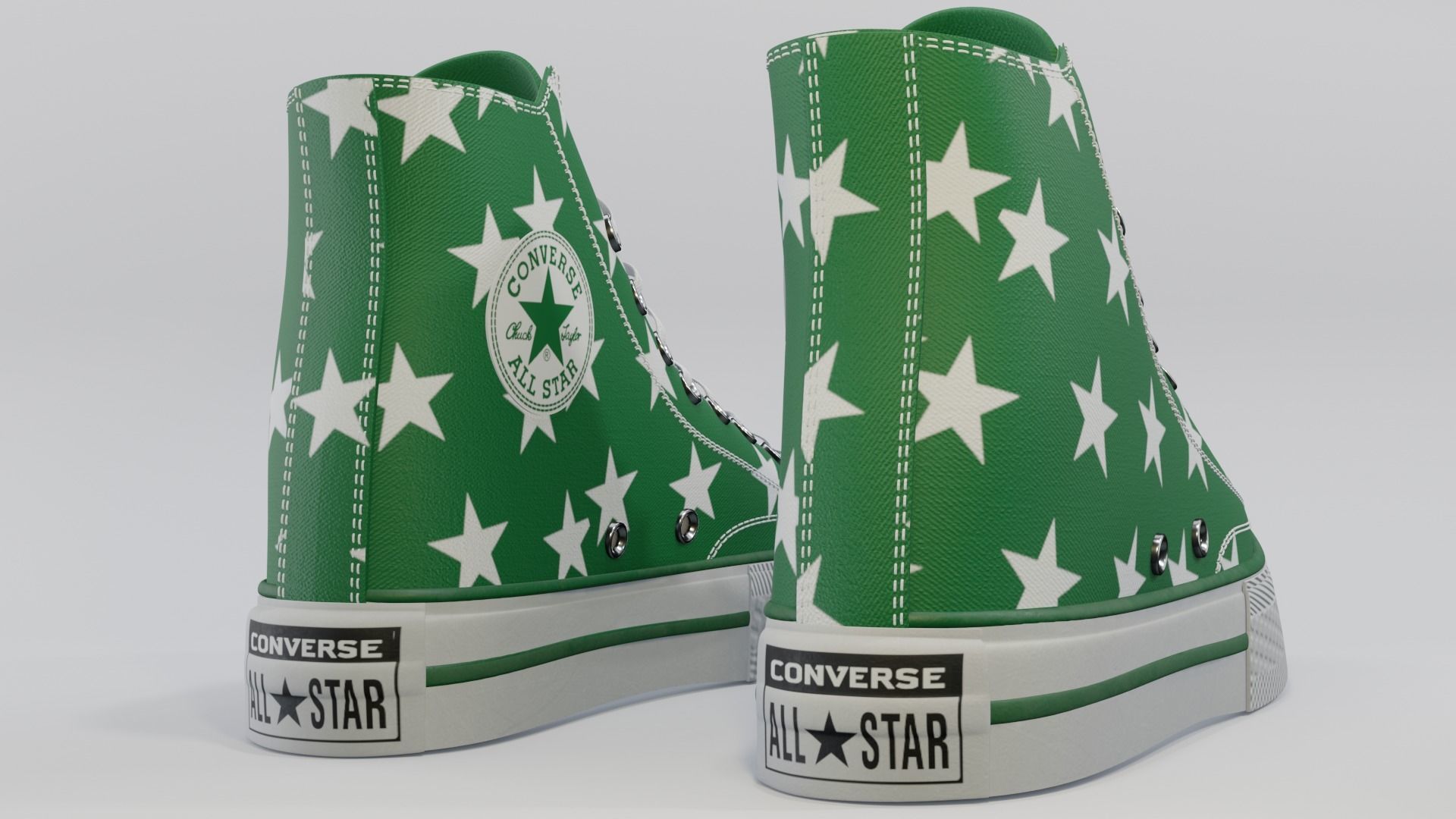 Basketball Leather Shoes Converse All Star Green Stars 3D model_2