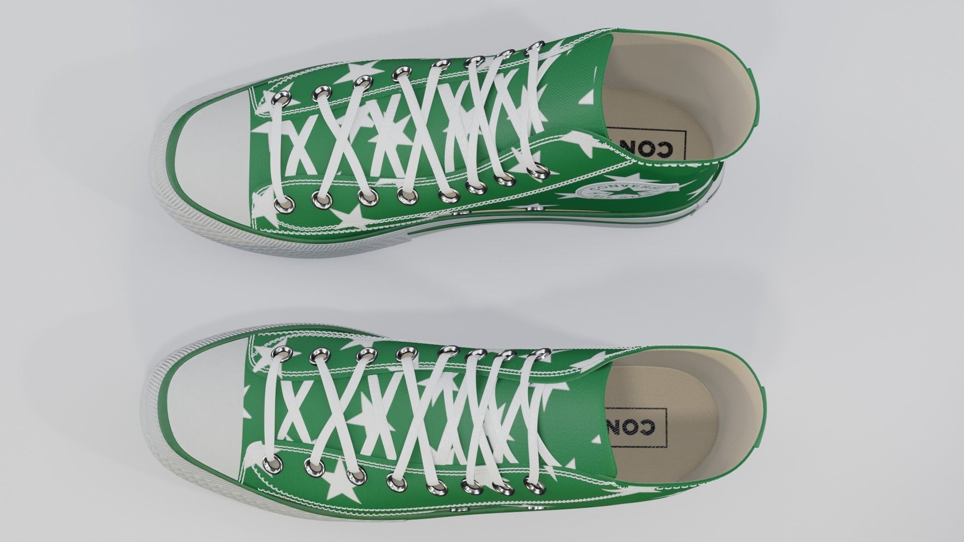 Basketball Leather Shoes Converse All Star Green Stars 3D model_4