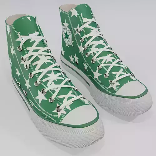 Basketball Leather Shoes Converse All Star Green Stars 3D model