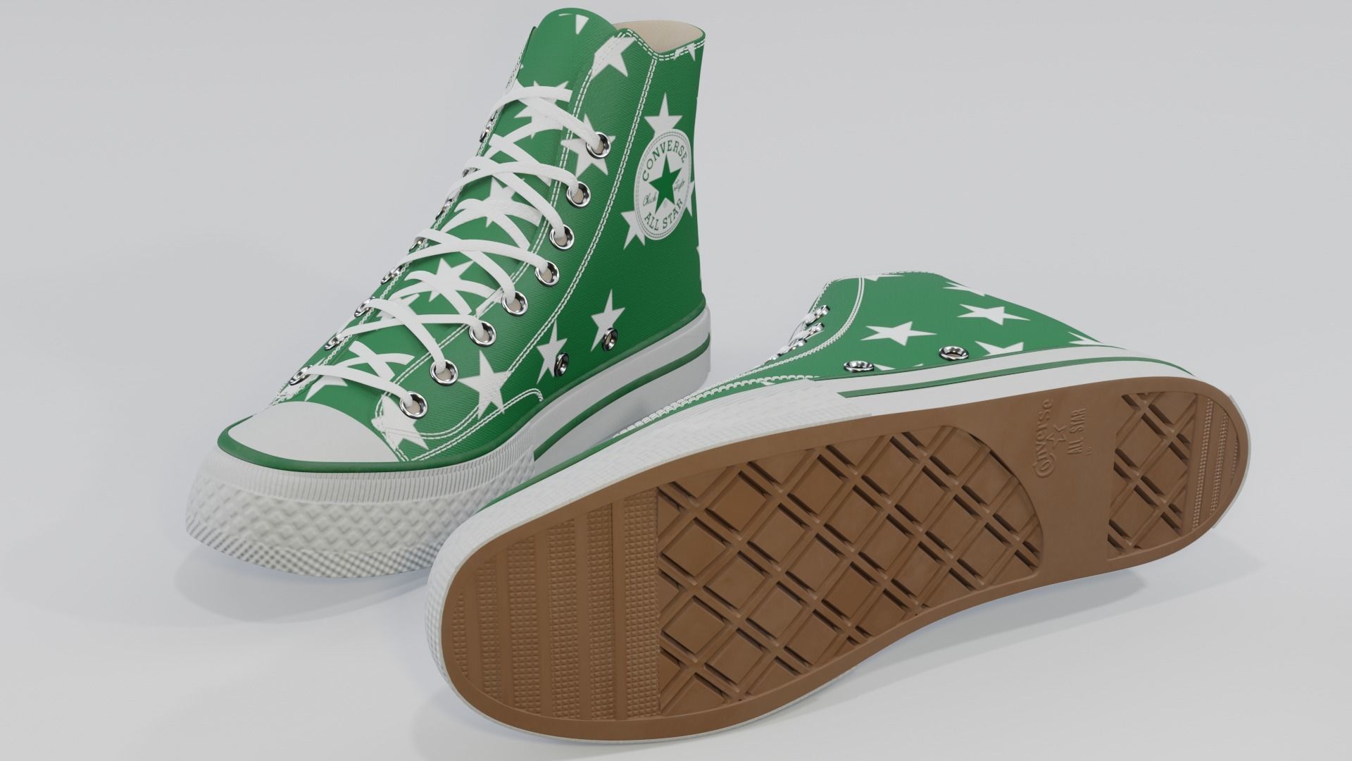 Basketball Leather Shoes Converse All Star Green Stars 3D model_5