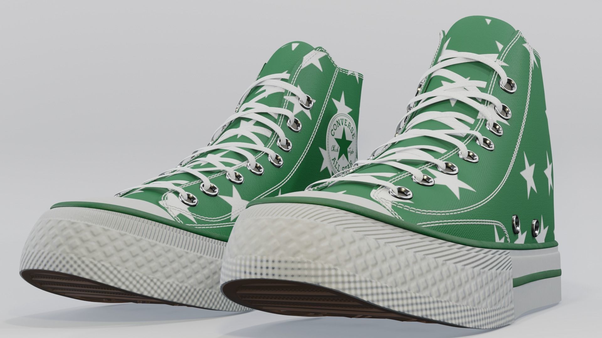 Basketball Leather Shoes Converse All Star Green Stars 3D model_3