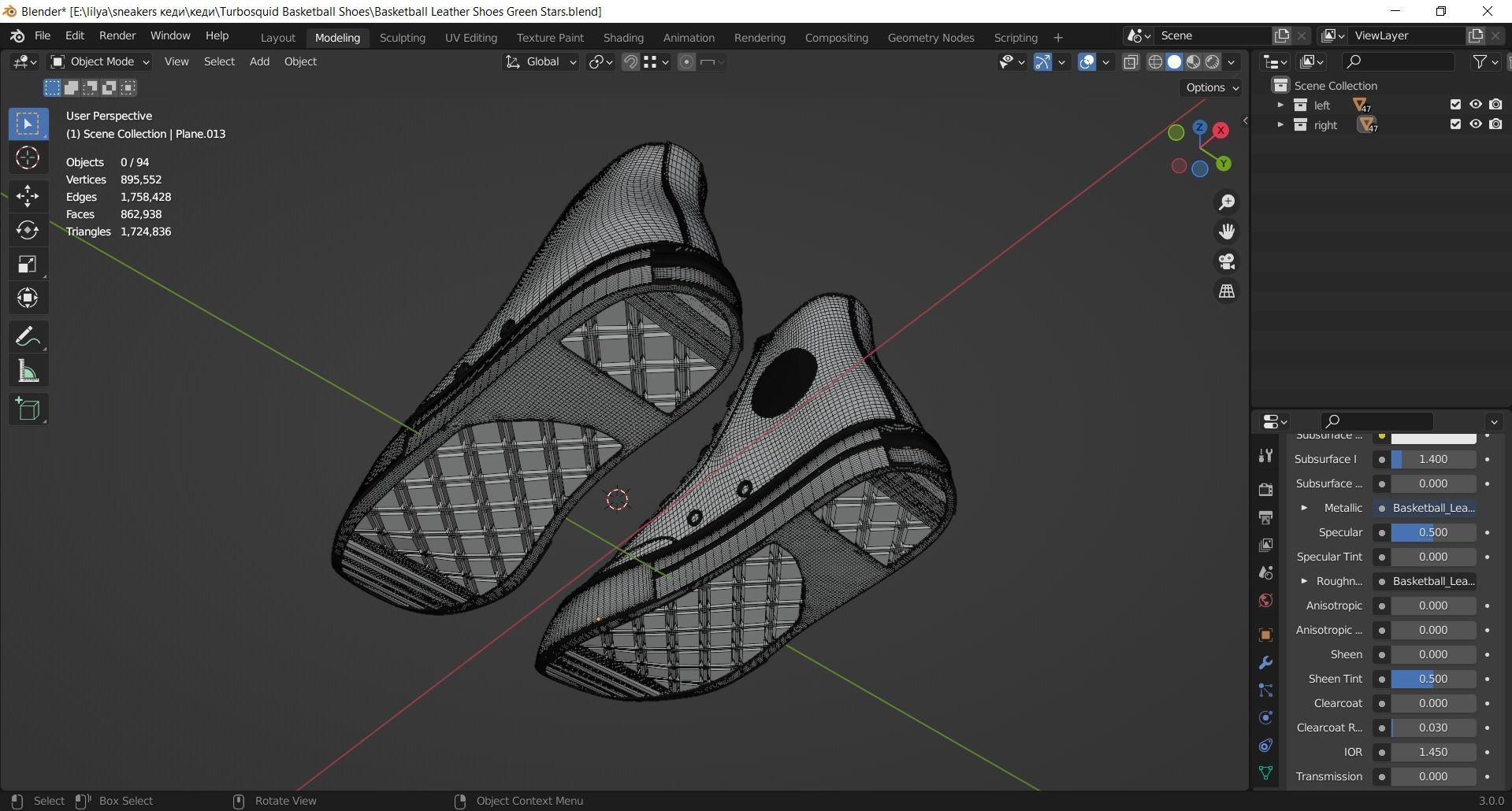 Basketball Leather Shoes Converse All Star Green Stars 3D model_15