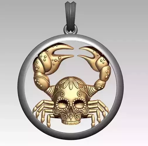 Skeleton Zodiac Cancer Pendant 3D print model