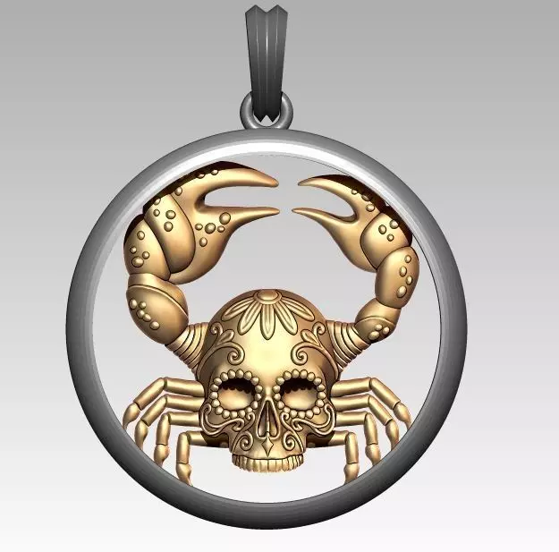Skeleton Zodiac Cancer Pendant 3D print model_0