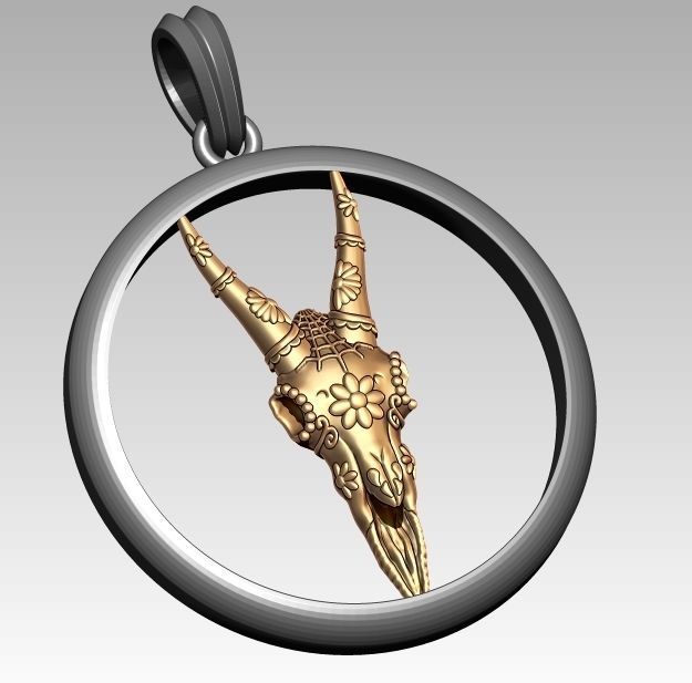 Skeleton Zodiac Capricorn Pendant 3D print model_1