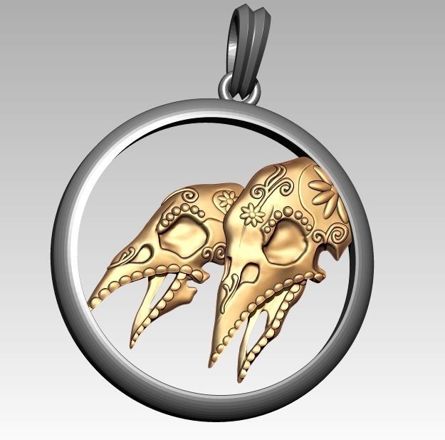 Skeleton Zodiac Gemini Pendant 3D print model_1