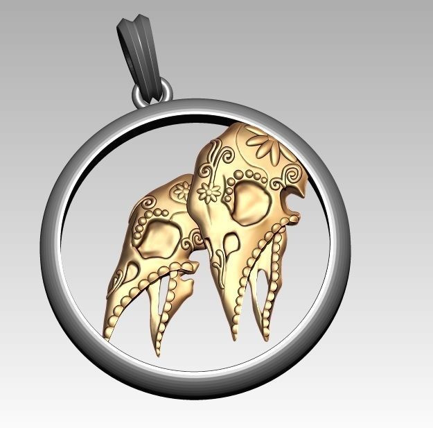 Skeleton Zodiac Gemini Pendant 3D print model_2