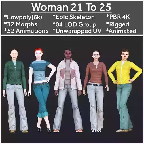 Woman 21 To 25 With 52 Animations 32 Morphs