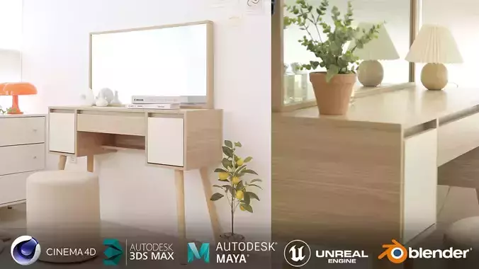 Coco storage type wooden mirror dressing table