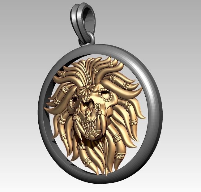 Skeleton Zodiac Leo Pendant 3D print model_3