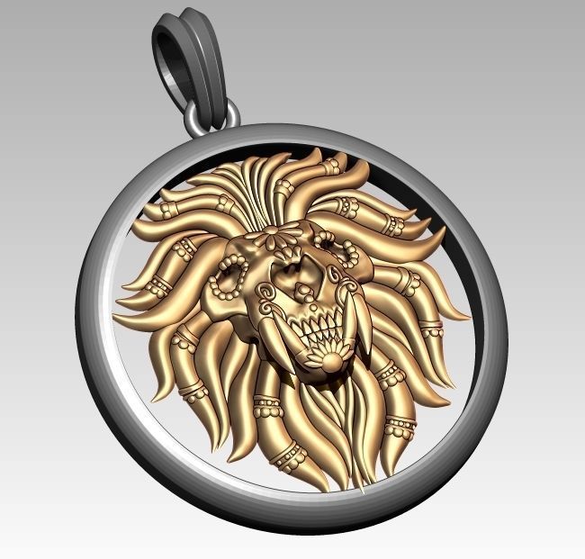Skeleton Zodiac Leo Pendant 3D print model_2