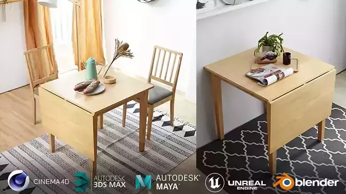 Extendable Folding Wood Table