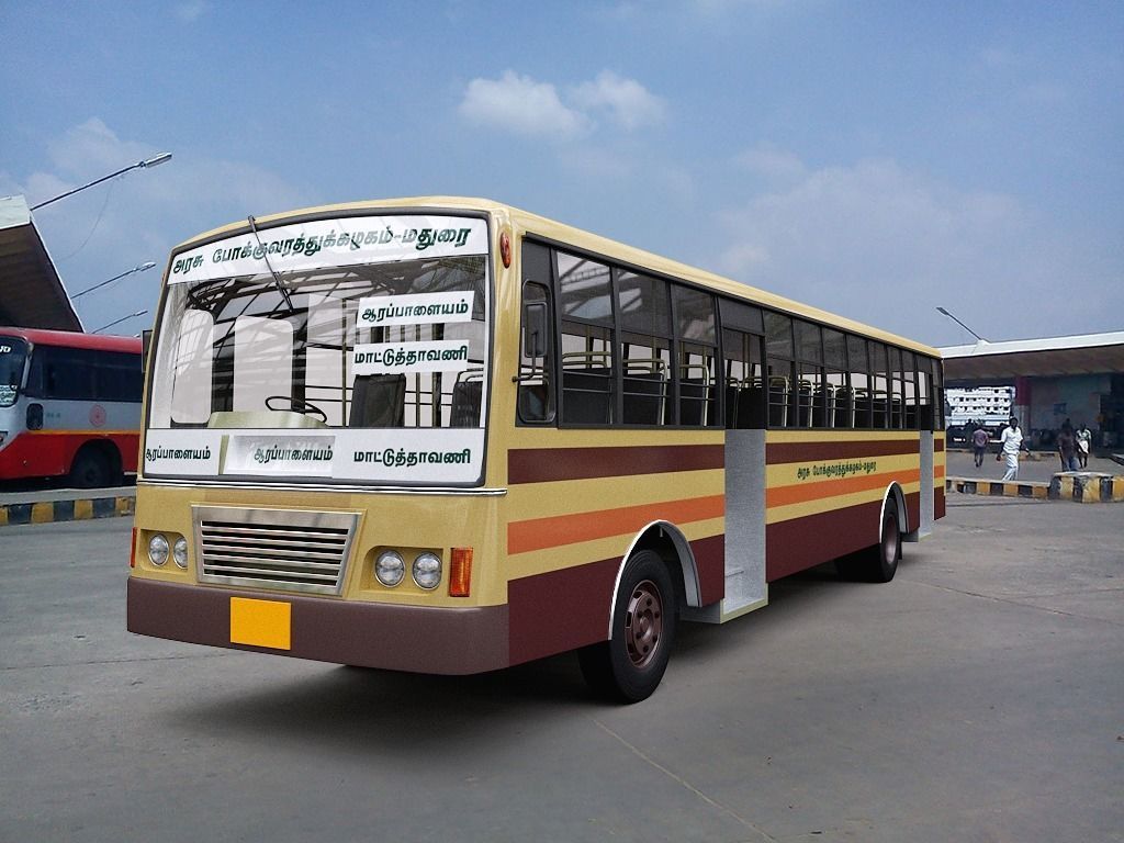 Tamil Nadu Government bus high quality 3D Model Low-poly 3D model_1