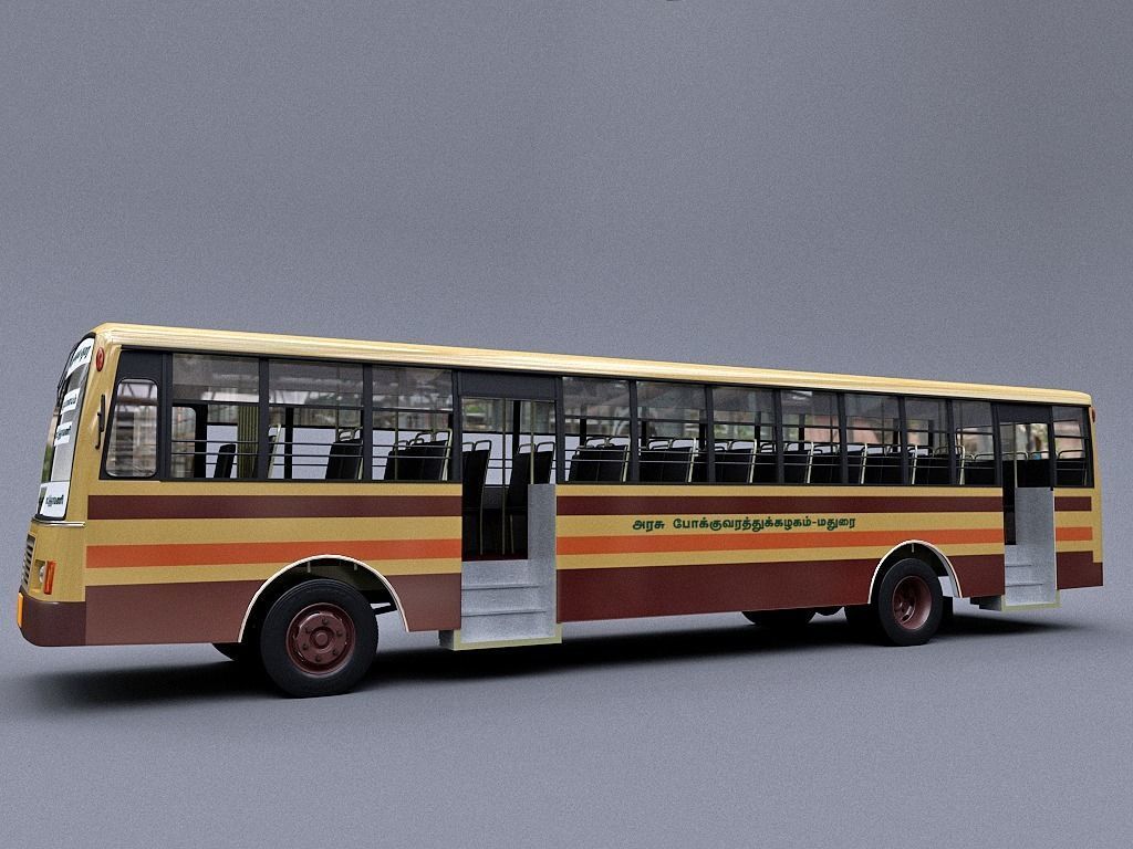Tamil Nadu Government bus high quality 3D Model Low-poly 3D model_3