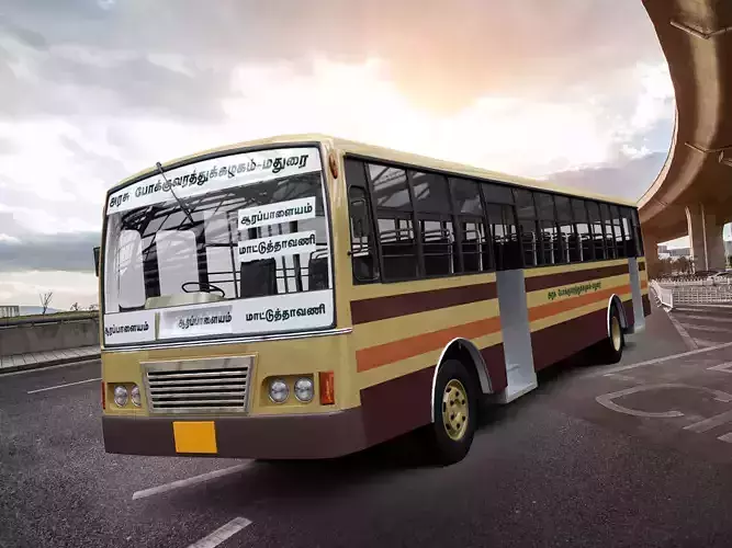 Tamil Nadu Government bus high quality 3D Model Low-poly 3D model