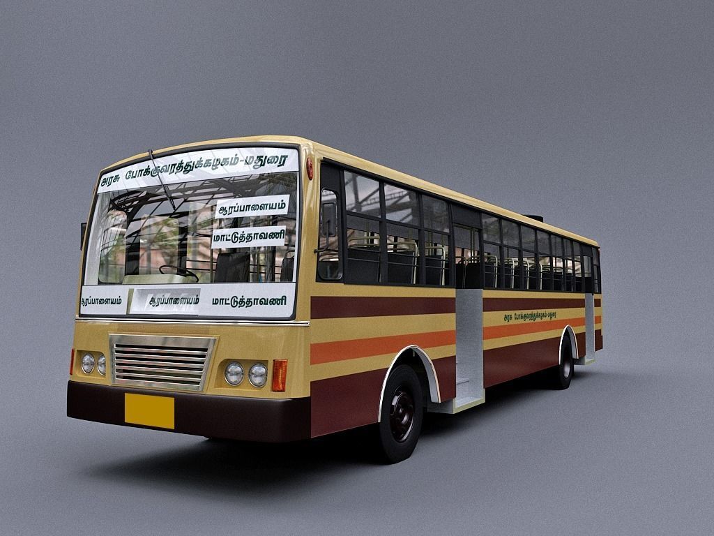 Tamil Nadu Government bus high quality 3D Model Low-poly 3D model_2